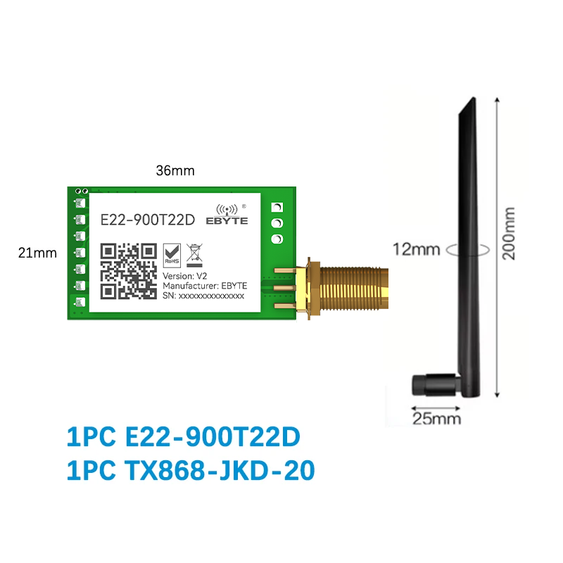 EBYTE E22-900T22D-V2 SX1262 LoRa 868MHz Wireless Module UART 22dBm 5km Long Range FEC SMA-K Antenna RF Wireless Transmitter