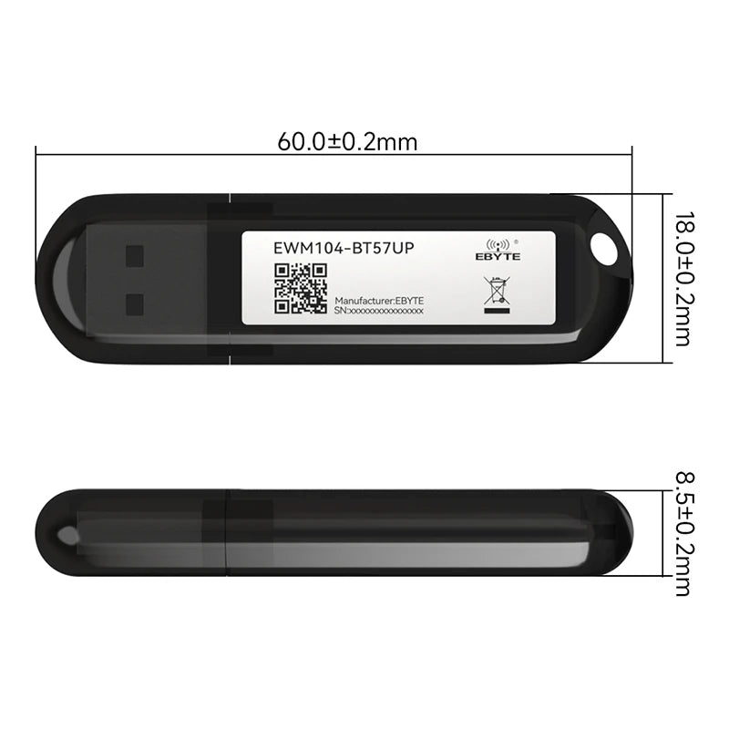 Ebyte EWM104-BT57UP Virtual serial port module 2.4GHz small size data transmission master-slave BLE5.2 USB to Bluetooth adapter