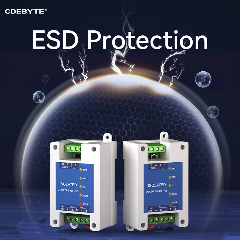 CDEBYTE E810-R21 Industrial 2way Cache Type RS485 to 1way RS485 Hub DC 9~40V Optical Isolation Multi to one Hub  ESD Protection