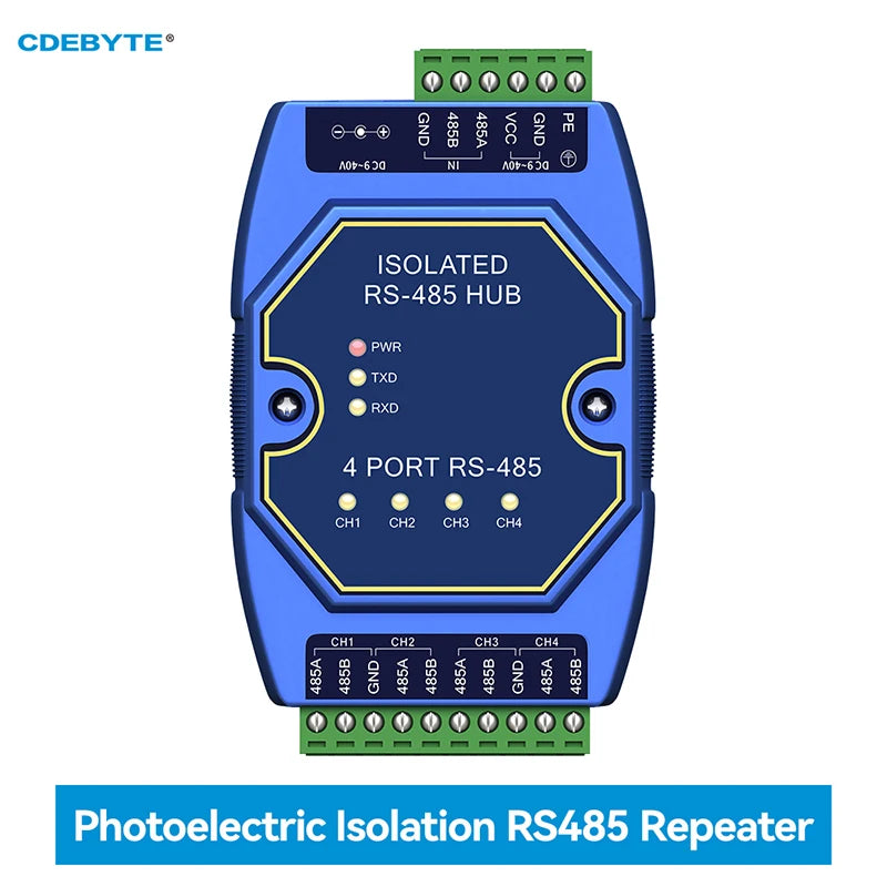 Industrial 4-way Cache RS485 Hubs Photoelectric Isolation DC9-40V CDEBYTE E810-R14 ESD Protection Power and Signal Isolation