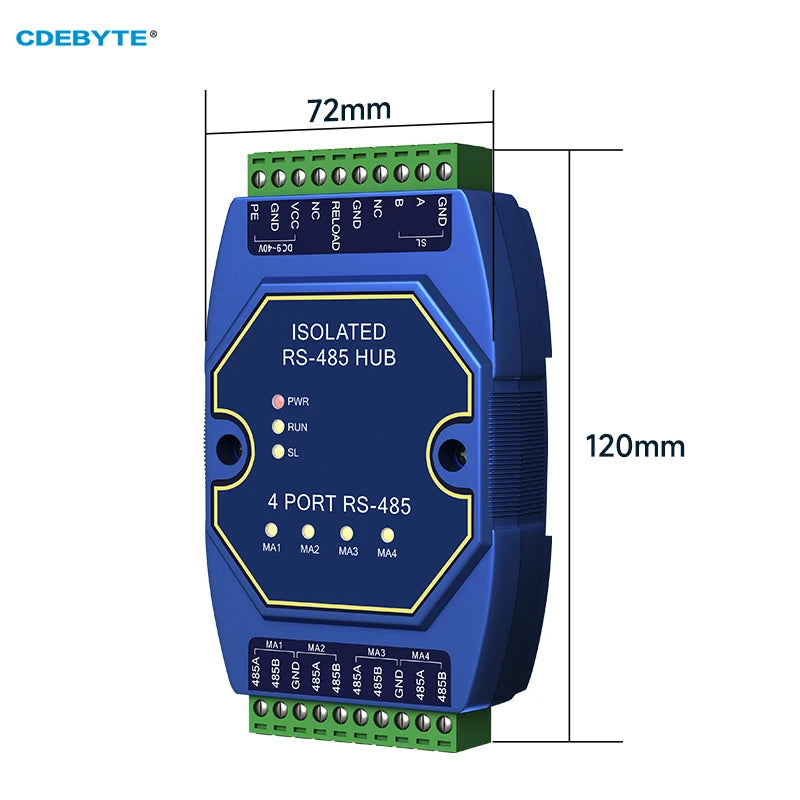 RS485 Hub Industrial Grade 4-way RS485 to 1-way RS485 DC 9~40V CDEBYTE E810-R41 Optical Isolation Cached RS485 Isolated Hubs