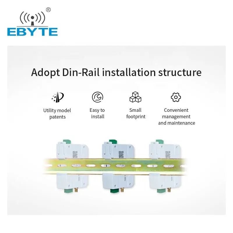 E95 - DTU(433L20 - 232) Wireless Transmitter Receiver 20dBm DIN Rail Installation Industrial Modbus 3km Long Range LoRa Modem RS232 - IOT Module Shop Manufacturer Factory