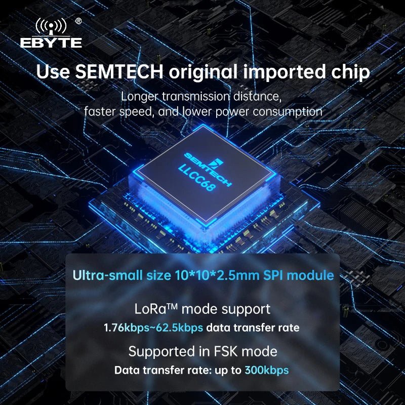 Ebyt E220 - 900MM22S Minimum size 22dBm lora transmitter receiver module llcc68 lora wireless module lora io module - IOT Module Shop Manufacturer Factory