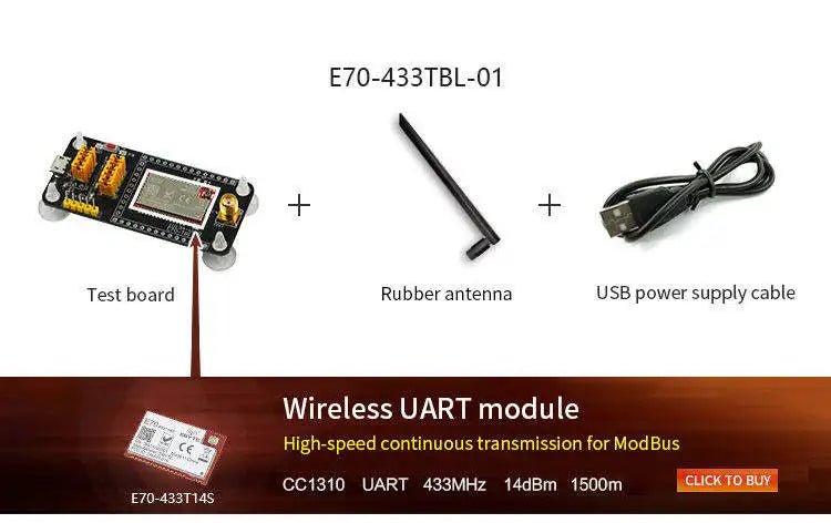 Ebyte 433mhz wireless rf module development board 1500m long distance UART module CH340G usb test board kits - IOT Module Shop Manufacturer Factory