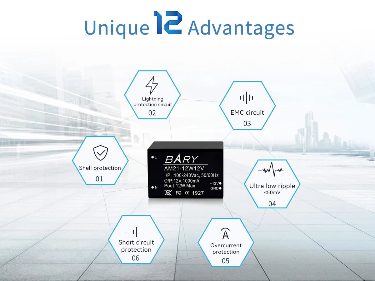 Ebyte AM21 - 12W12V 12V 12W Short circuit protection step - down power module AC - DC buck power supply wireless module - IOT Module Shop Manufacturer Factory