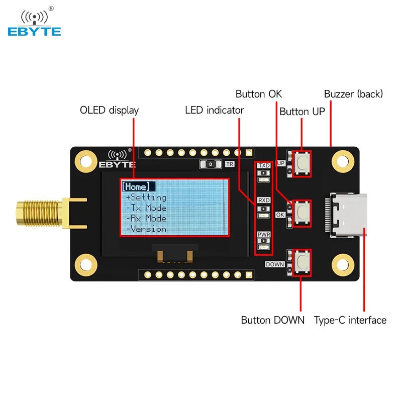 llcc68 lora module testing board cdebyte... Ebyte E220-900MBL-SC LLCC68 Chip LORA test OLED Screen RF Transceiver ...