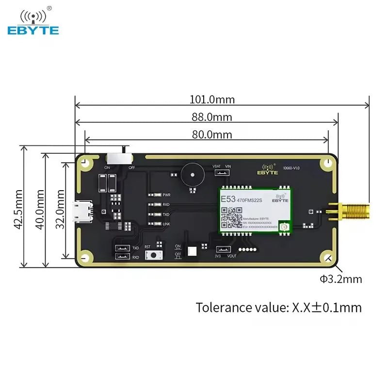 EBYTE E53 - 470FMS22S - TB Micro USB interface Wireless Module Test board Serial communication development - IOT Module Shop Manufacturer Factory