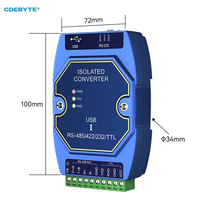 EBYTE E810 - U15C CH340 Optical Isolated Industrial Converter USB to RS485/RS232/TTL Converter With Type - C Interface DC4.5~5.5V - IOT Module Shop Manufacturer Factory