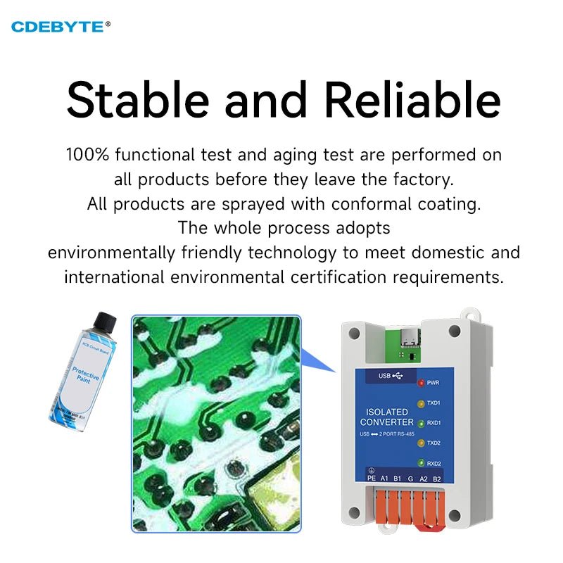 EBYTE E810 - U21 USB to Serial Converter 2 Serial Ports RS485 FT2232H Signal Power Isolation Industrial Grade EMC Protection - IOT Module Shop Manufacturer Factory
