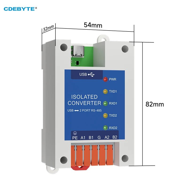 EBYTE E810 - U21C CH342F Industrial Grade USB To 2 - way RS485 Converter Module High Protection EMC Protection DC4.5~5.5V Type - C - IOT Module Shop Manufacturer Factory