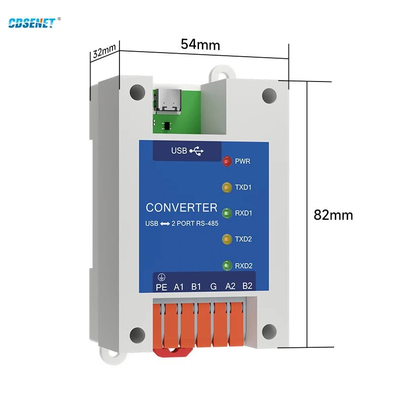 Ebyte E810 - U21S USB to Serial Converter 2 Serial Ports RS485 FT4232H Industrial Grade EMC Protection Rail Installation - IOT Module Shop Manufacturer Factory