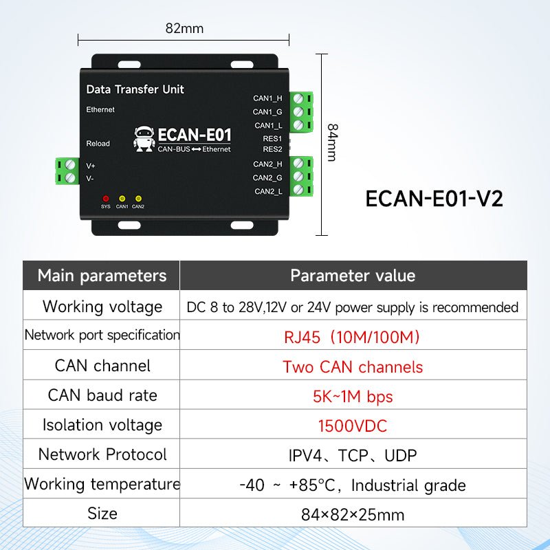Ebyte ECAN - E01 - V2/E01S - V2 High protection High - performance Protocol Converter CAN to Ethernet Protocol Conversion Device - IOT Module Shop Manufacturer Factory