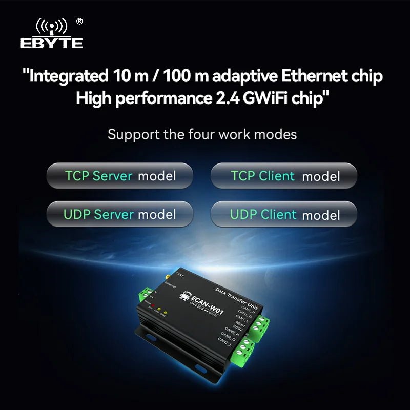 Ebyte ECAN - W01 TCP gateway protocol conversion communication serial device server Modbus Gateway can to wifi - IOT Module Shop Manufacturer Factory