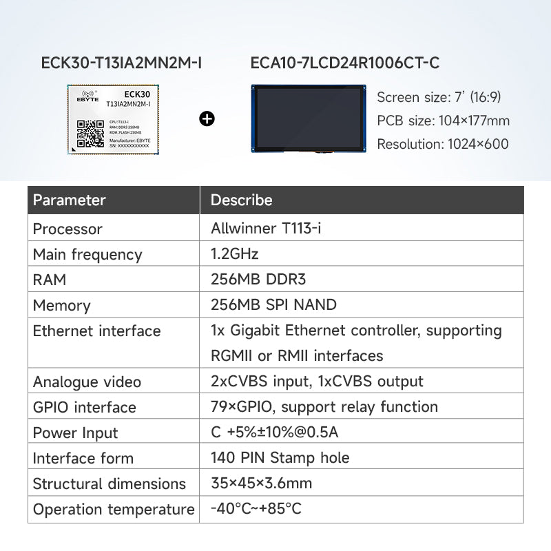 Ebyte ECK30 - T13IA2MN2M - I 1.2GHz 256MB Support Linux for HMI IoT T113 - i processor Industrial - grade embedded core board - IOT Module Shop Manufacturer Factory