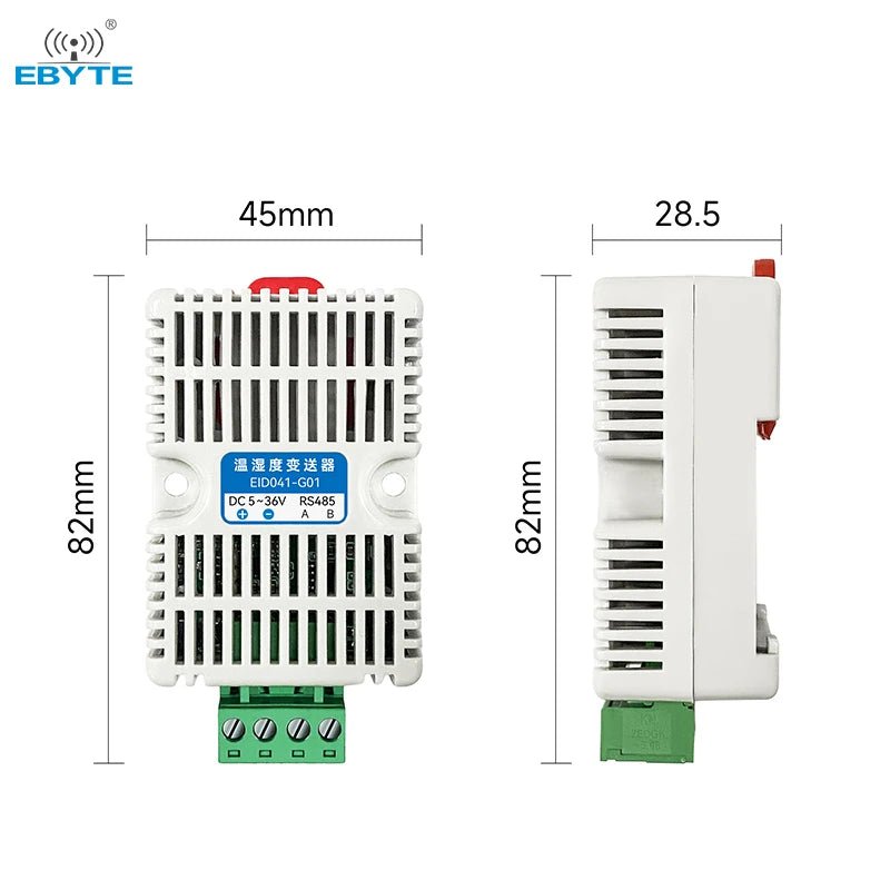 Ide Protocol Module Ebyte EID041-G01 RS485 Modbus RTU Temperature Humidity Sensor | DIN ...