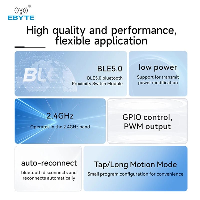 Ebyte EWM104 - BT13 Series Auto - reconnect Serial Port HID UART Low Power 2.4GHz BLE5.0 BLE Protocol BLE Proximity Switch Module - IOT Module Shop Manufacturer Factory