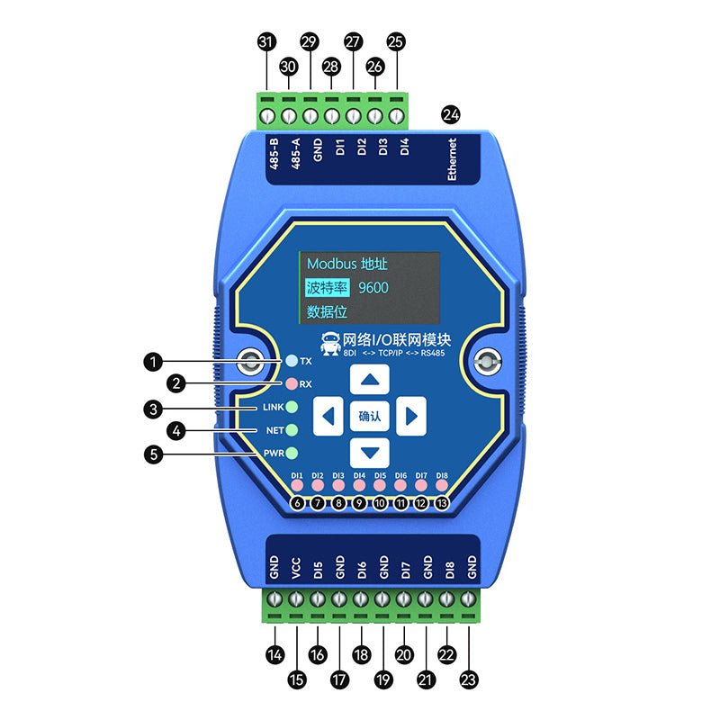 Ebyte ME31 - AXXX8000 8DI Analog input Modbus gateway support network module ethernet io module - IOT Module Shop Manufacturer Factory