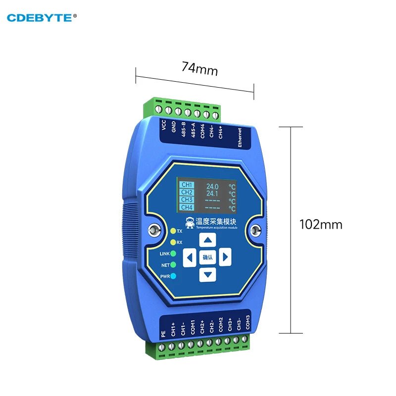 EBYTE ME31 - XEXX0600 Temperature Acquisition Module 6 - way Type K Thermocouple Ethernet RS485 With OLED Display Screen Modbus - IOT Module Shop Manufacturer Factory