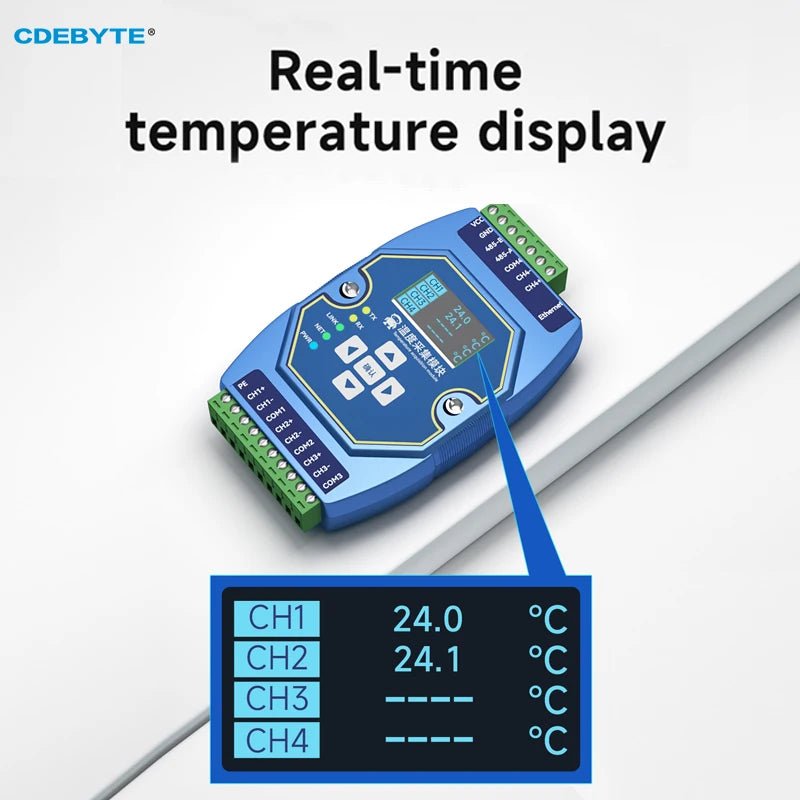 EBYTE ME31 - XEXX0600 Temperature Acquisition Module 6 - way Type K Thermocouple Ethernet RS485 With OLED Display Screen Modbus - IOT Module Shop Manufacturer Factory