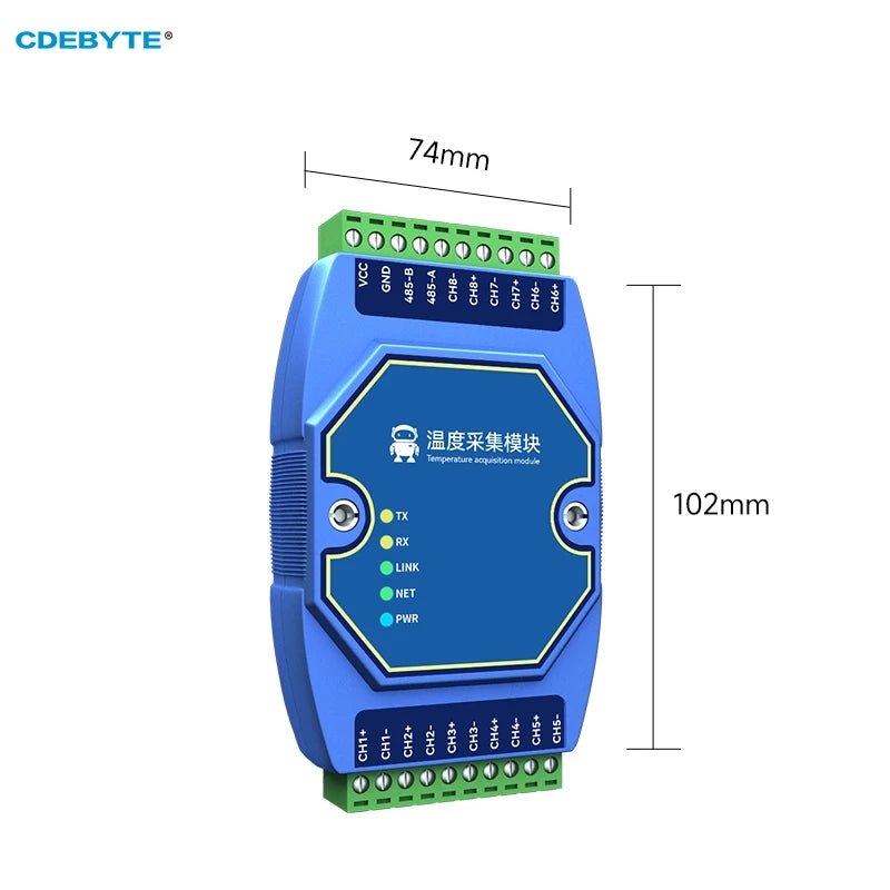 Temperature Acquisition Module 8-Way Type K Thermocouple RS485 Modbus ...