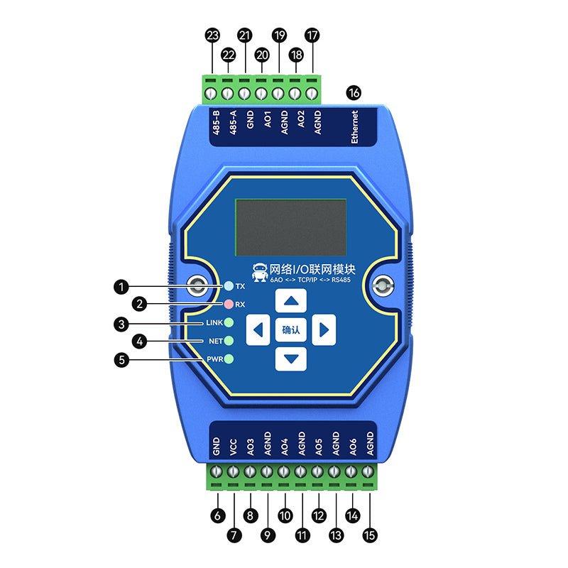 Ebyte ME31 - XXXA0006 6AO Modbus gateway support network module RJ45 RS485 ethernet io module - IOT Module Shop Manufacturer Factory