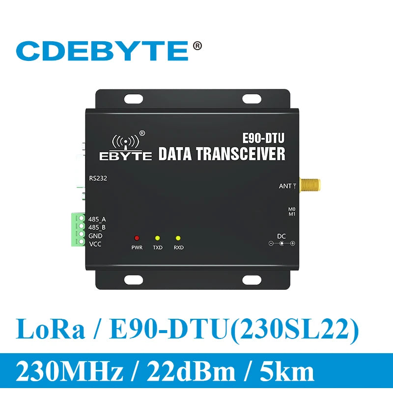 SX1262 Lora 230Mhz 22dBm 5Km Range 0.3k~15.6kbps RS232 RS485 Wireless Lora Modem E90-DTU(230SL22)