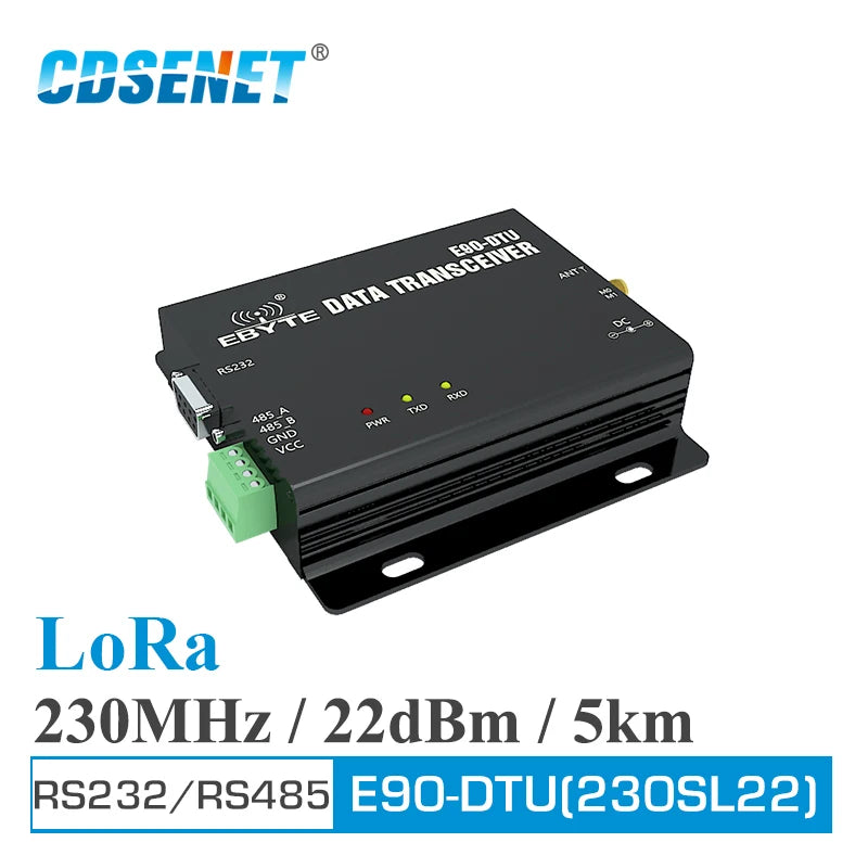 SX1262 Lora 230Mhz 22dBm 5Km Range 0.3k~15.6kbps RS232 RS485 Wireless Lora Modem E90-DTU(230SL22)