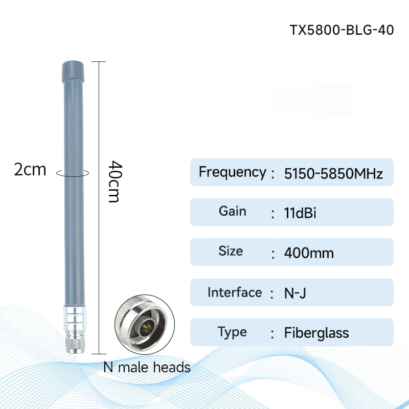 5.8GHz WIFI Fiberglass Antenna Outdoor N-J Connector High Gain 11dBi Long Range Waterproof Router CDEBYTE TX5800-BLG-40