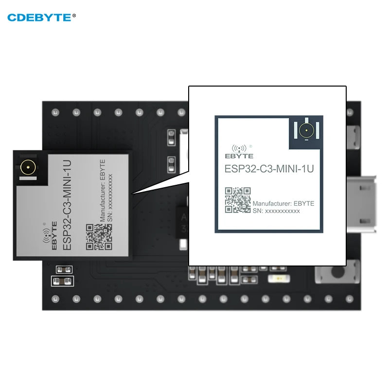 CDEBYTE ESP32-C3-MINI-1U-TB ESP32-C3-Testplatine, USB-Schnittstelle, 2,4–2,5 GHz, unterstützt IEEE802.11b/g/n