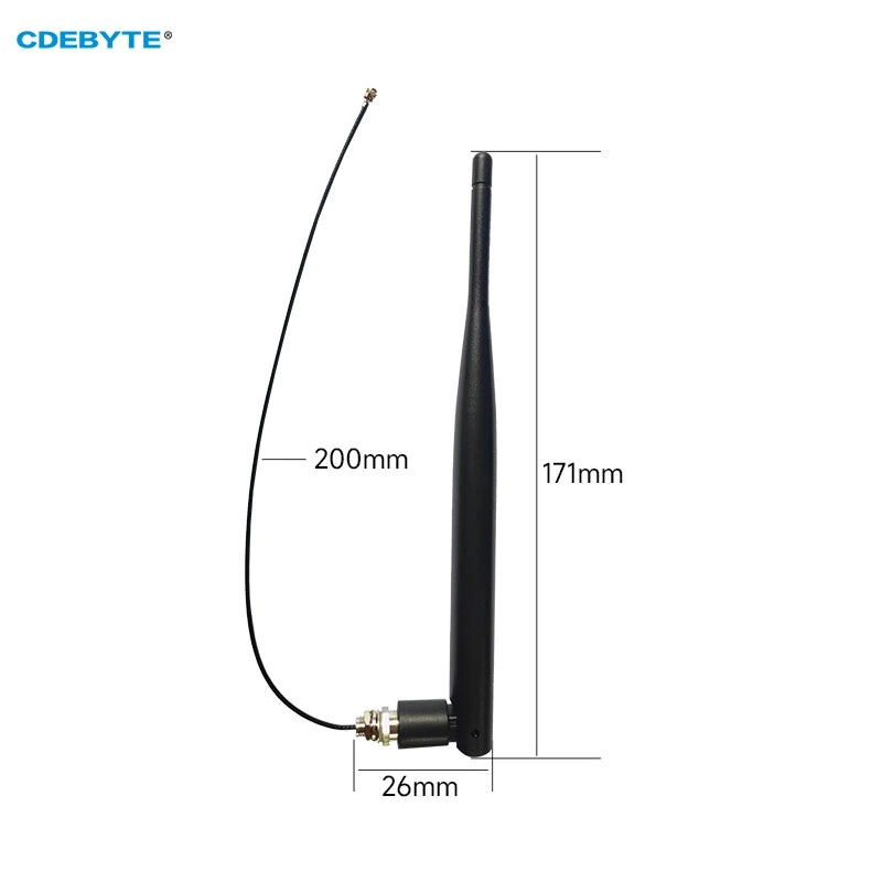 Bendable Rubber Rod Antenna CDEBYTE 230/470/868/915MHz IPEX-1 3dBi Wide Frequency Band Small VSWR 90°Foldable Antenna TX230-JKS-IPX20