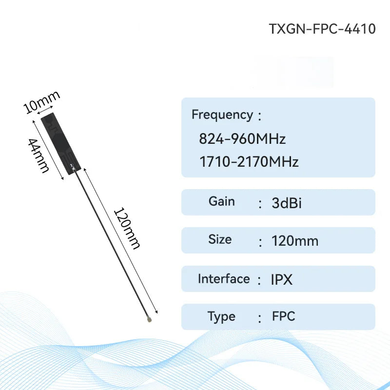 Ebyte TXGN-FPC-3407 4G FPC Antenna CDEBYTE Build-in Antenna Support WCDMA/LET/DTU/4G/5G 826~960 MHz 1710~2170 MHz IPEX Interface