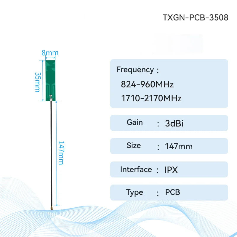 10 teile/los 4G PCB Antenne CDEBYTE Eingebaute Antenne Unterstützung WCDMA/LET/DTU/4G/5G 826 ~ 960 MHz 1710 ~ 2170 MHz IPEX Schnittstelle TXGN-PCB-3508