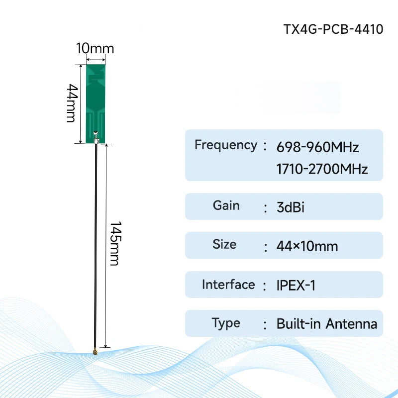 10PCS 3dBi 5dBi PCB Internal Antenna 4G LTE Antenna CDEBYTE IPEX-I Interface Small Size Easy Installation for Wireless Module TX4G-PCB-125014