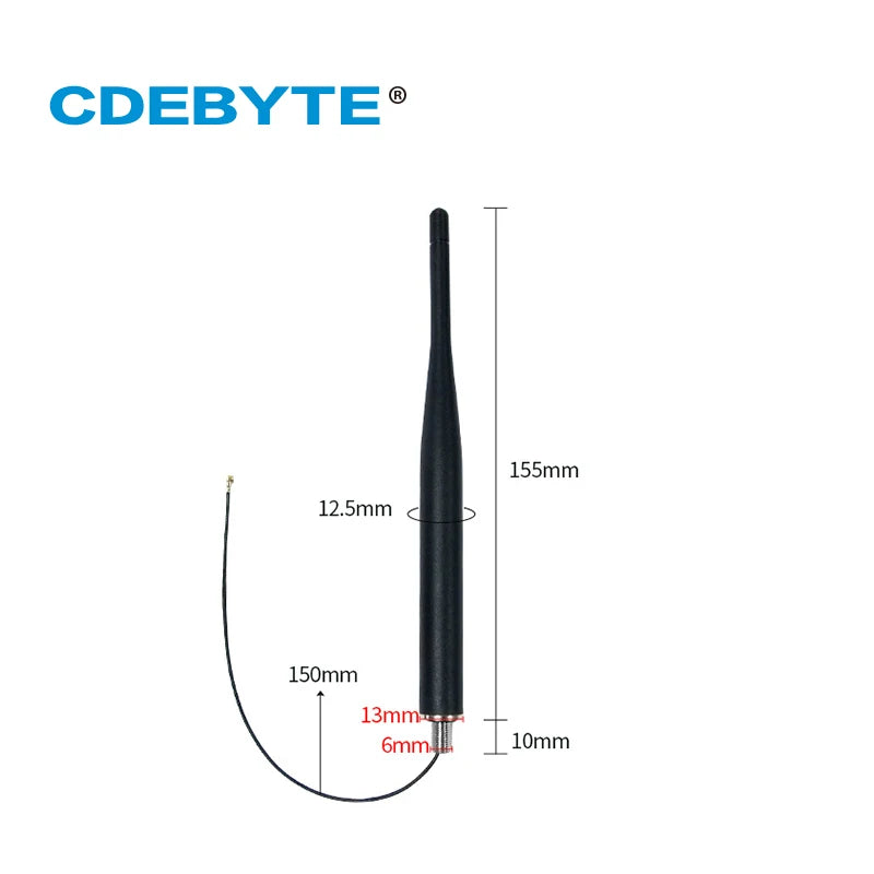 EBYTE TX868-JZLW-15 868MHz Antenna 3dBi Rubber Rod IPEX-1 High Gain for Equipment Cabinet Logistic Fleet Property Security