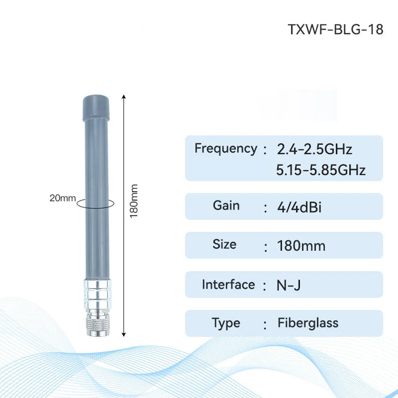 Ebyte TXWF-BLG-18 is a 2.4/5.8ghz dual-band fiberglass antenna FRP antenna for long distance
