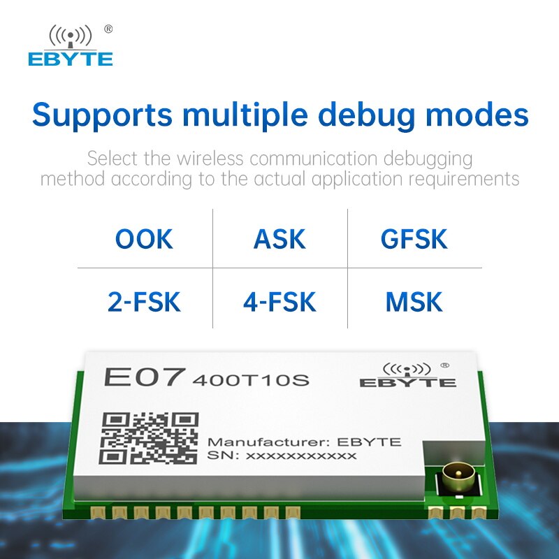 CC1101 Wireless Module 433MHz 915MHz EBYTE E07-400T10S E07-900T10S 10dBm IPEX/Stamp Hole 1.5KM Cost–Effective SMD Module