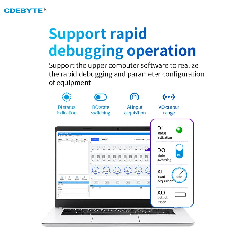 4DI+4AI+4DO Verteiltes Remote-IO-Erweiterungsmodul Analogschaltererfassung CDEBYTE GAAAX4440 Schnelle Erweiterung RJ45 RS485 Modbus 