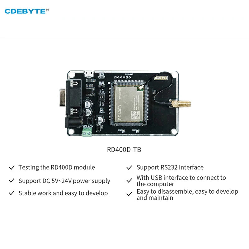 Data Transmission Radio Module Test Kit 410-470MHz RS232 CDEBYTE RD400D-TB 30dBm 5.6KM Easy to Develop With USB Interface