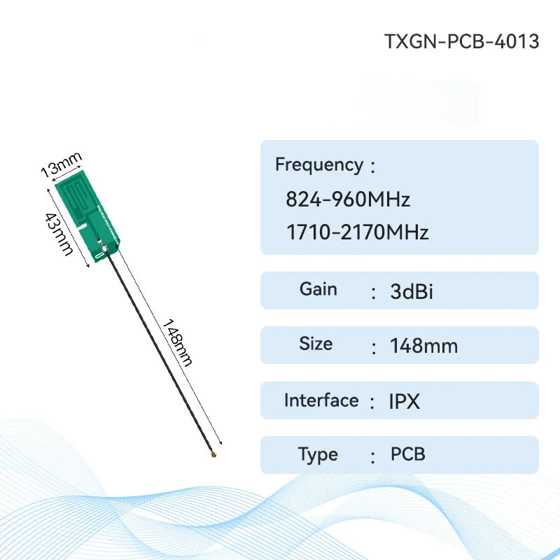 Ebyte TXGN-PCB-3508 4G PCB Antenna CDEBYTE Build-in Antenna Support WCDMA/LET/DTU/4G/5G 826~960 MHz 1710~2170 MHz IPEX Interface