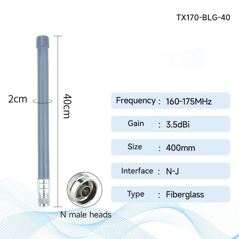 470 MHz/490 MHz/868 MHz/915 MHz Glasfaser-Serie Omnidirektionale Antenne NJ N-Stecker-Schnittstelle CDEBYTE Glasfaser-Langstreckenantenne TX470-BLG-40