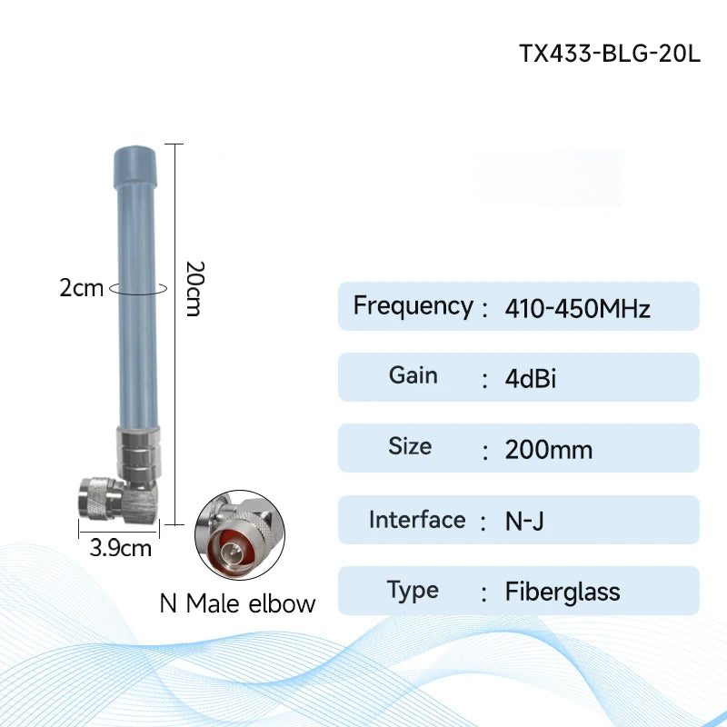 Ebyte  433MHz 4G Fiberglass Antenna TX4G-BLG-25L N-J N-Male Interface IP67 Protection Waterproof High Gain