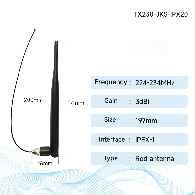 2 шт., гибкая резиновая стержневая антенна CDEBYTE 230/470/868/915 МГц IPEX-1, 3 дБи, широкий диапазон частот, малый КСВ, 90 °, складная антенна TX230-JKS-IPX20