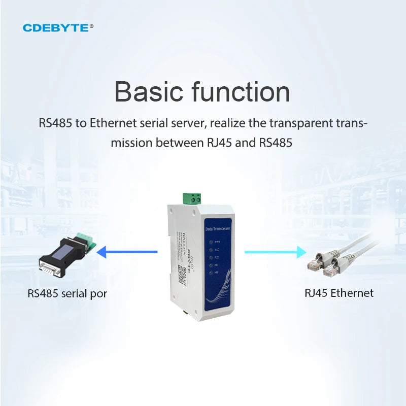 Ethernet Serial Sever RS485 to RJ45 Rail Industrial Standard AC85~265V Long Distance 200m DataTransmission Transceiver NA111-A