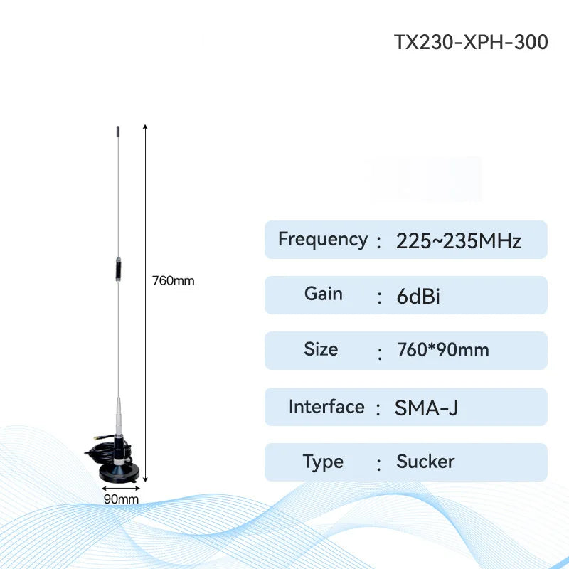 230MHz Rubber Antenna Fiberglass Antenna SMA-J Interface 50 Ohm Impedance  4.0dBi Sucker Antenna For Wireless Module Modem TX230-BLG-85