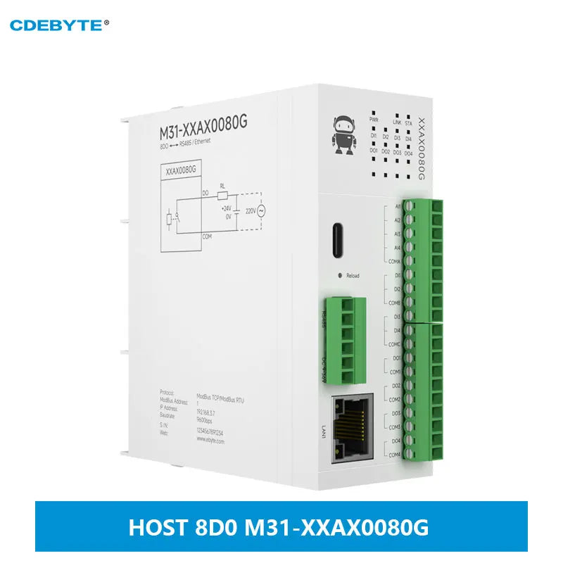 8DO Distributed Remote IO Module Analog Switch Acquisition CDEBYTE M31-XXAX0080G Host Module Free Splicing PNP NPN Modbus