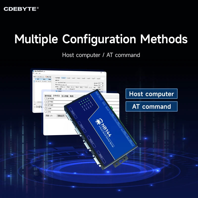 Isolated 4-Channel Serial Server RS232/422/485 RJ45 Modbus Gateway CDEBYTE NB144 TCP/UDP/MQTT AT Command Build-in Watchdog NB144