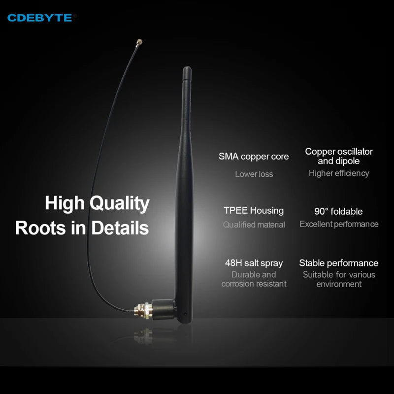 Bendable Rubber Rod Antenna CDEBYTE 230/470/868/915MHz IPEX - 1 3dBi Wide Frequency Band Small VSWR 90°Foldable Antenna TX230 - JKS - IPX20 - IOT Module Shop Manufacturer Factory
