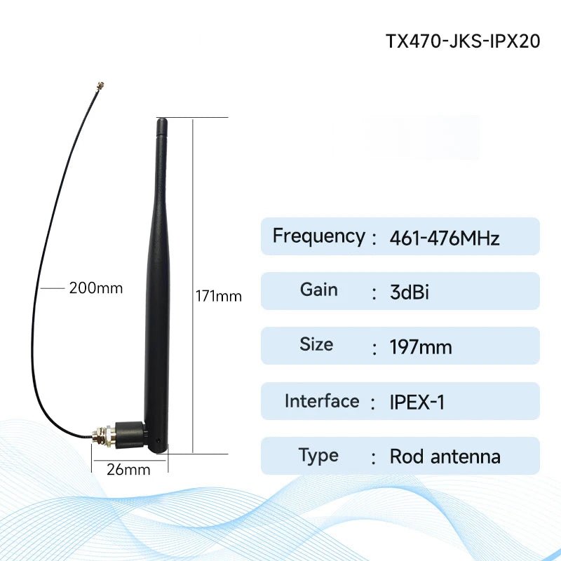 Bendable Rubber Rod Antenna CDEBYTE 230/470/868/915MHz IPEX - 1 3dBi Wide Frequency Band Small VSWR 90°Foldable Antenna TX230 - JKS - IPX20 - IOT Module Shop Manufacturer Factory
