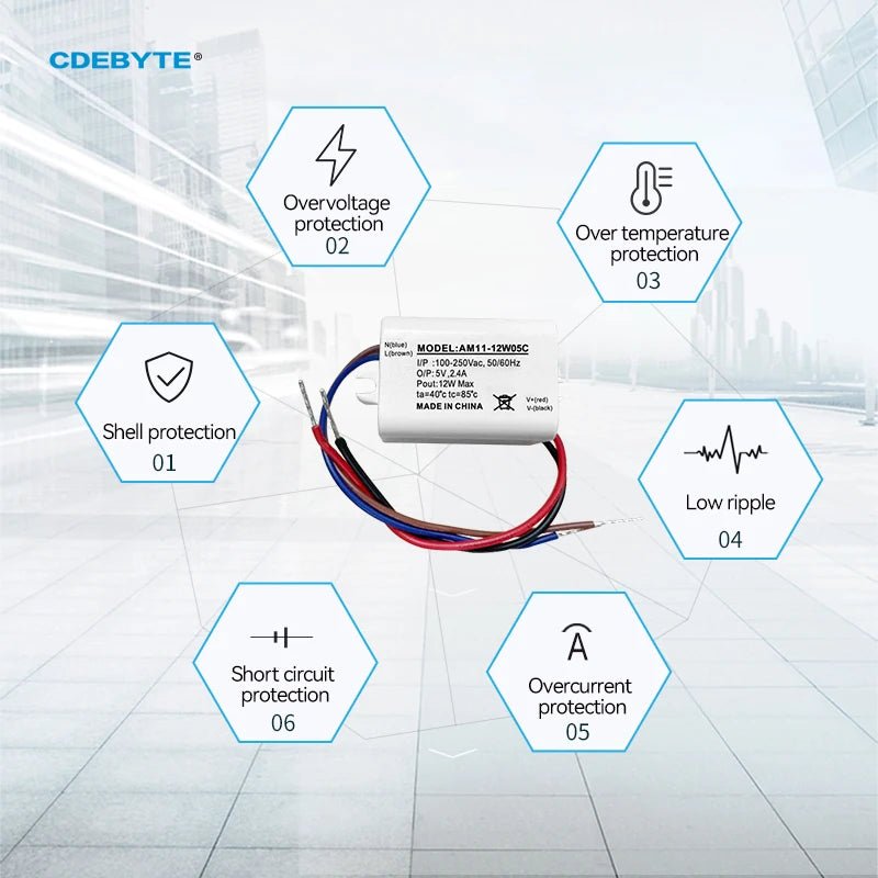 Ebyte AM11 - 12W05C AC - DC Step - Down Power Supply Module Shell Protection Over - Voltage Protection Low Power Consumption Power Module - IOT Module Shop Manufacturer Factory