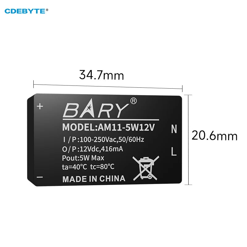 EBYTE AM11 - 5W12V AC - DC Dual Channel Step - Down Power Supply Module 5W Low Power Consumption EMC Circuit Output voltage 12V - IOT Module Shop Manufacturer Factory